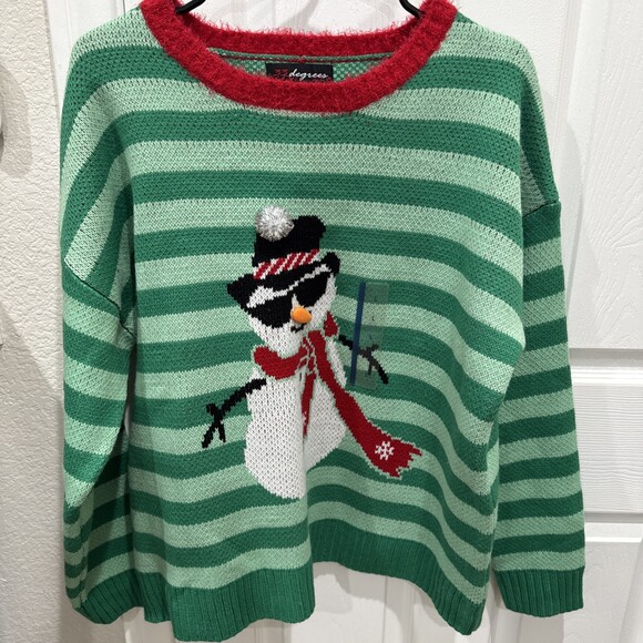 33 Degrees Sweaters - 33° Degrees Christmas Holiday Ugly Sweater Snowman Green Women’s Size Large